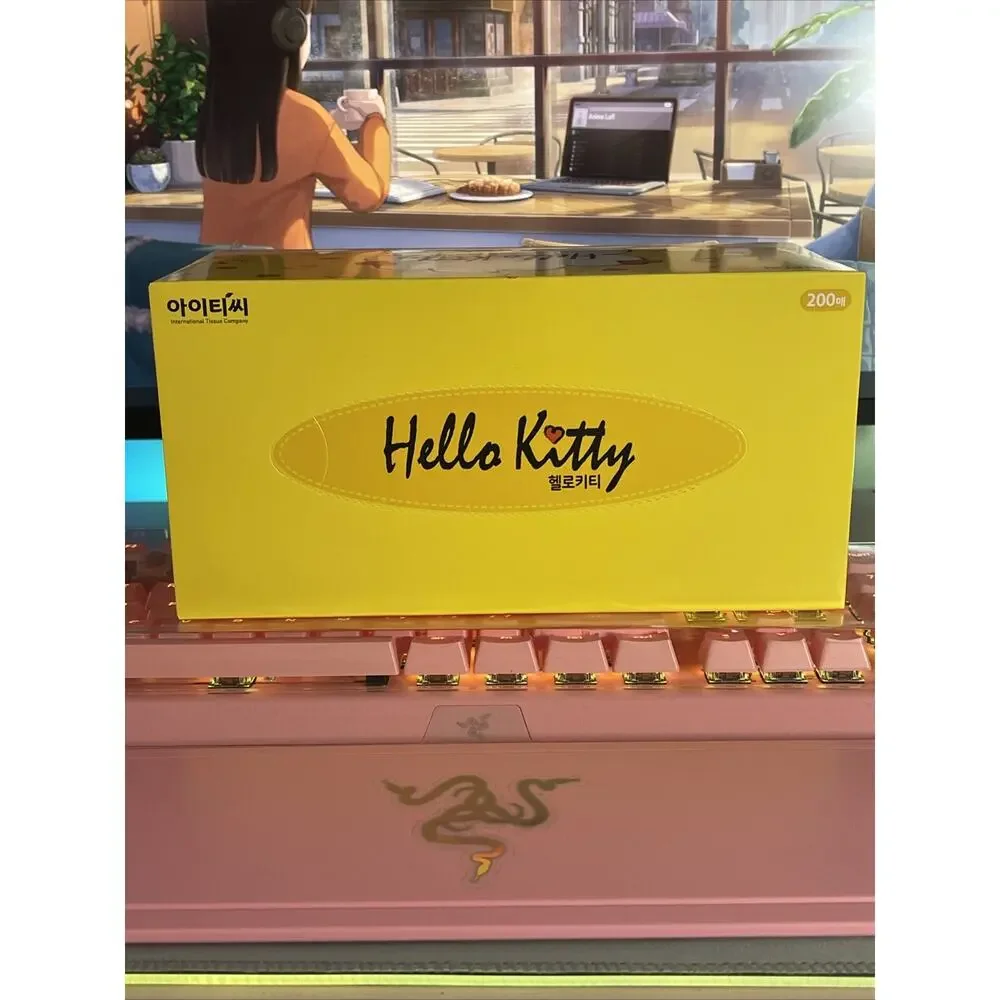 Hello Kitty White Facial Tissue Tissues 200 2 Ply Yellow Box 2022 Sanrio Paper